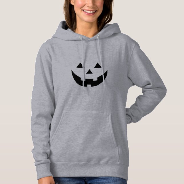 Spooky black Jack o lantern pumpkin fun Halloween Hoodie (Front)