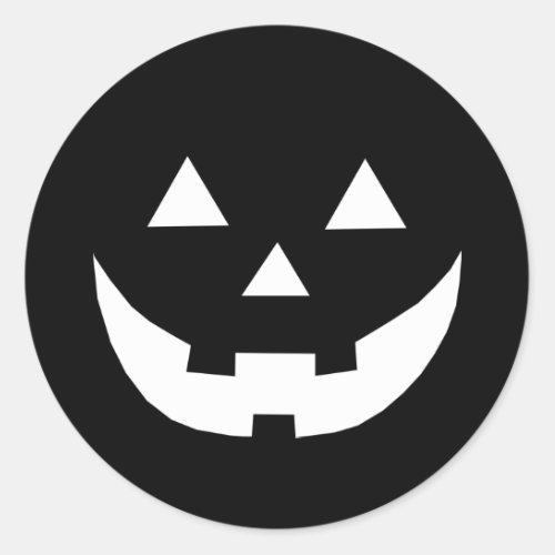 Spooky black Jack o lantern scary funny Halloween Classic Round Sticker