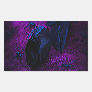 Spooky Black Material Rose, Black Spiders Rectangular Sticker