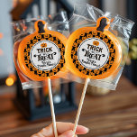 Spooky Black Orange Pumpkin Boy Halloween Birthday Classic Round Sticker<br><div class="desc">Add a spooky twist to your birthday favors with this spooky black and orange pumpkin favor sticker! It features a spooky orange pumpkin with the phrase "Trick or Treat" in an eerie Halloween typography on a black and orange background with spooky orange pumpkins. Perfect for adding a touch of spooky...</div>