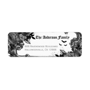 Spooky Black Raven Halloween Return Address Label