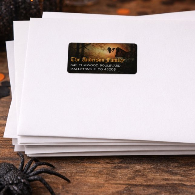 Spooky Black Raven Halloween Return Address Label (Creator Uploaded)