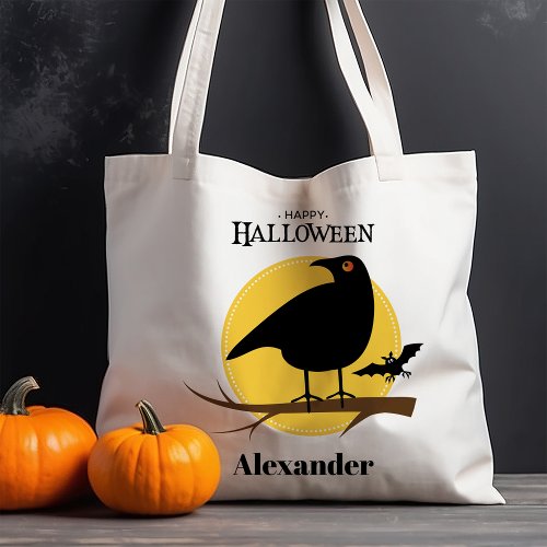 Spooky Black Raven Halloween Tote Bag