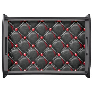 SPOOKY BLACK & RED HALLOWEEN TUFTED LOOK PATTERN SERVING TRAY