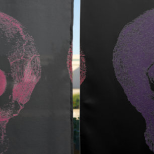 Spooky Black Skeleton Halloween Sheer Curtains