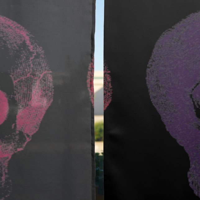 Spooky Black Skeleton Halloween Sheer Curtains (Sheer vs. Blackout)