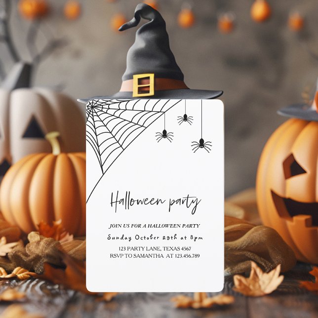Spooky Black Spiders Party | Happy Halloween  Invitation (Creator Uploaded)