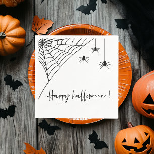 Spooky Black Spiders Party   Happy Halloween  Napkins