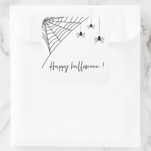 Spooky Black Spiders Party  Happy Halloween  Square Sticker