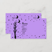 Spooky Black Tree Moon Stars Purple Business Card (Front/Back)
