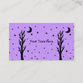 Spooky Black Tree Moon Stars Purple Business Card (Back)