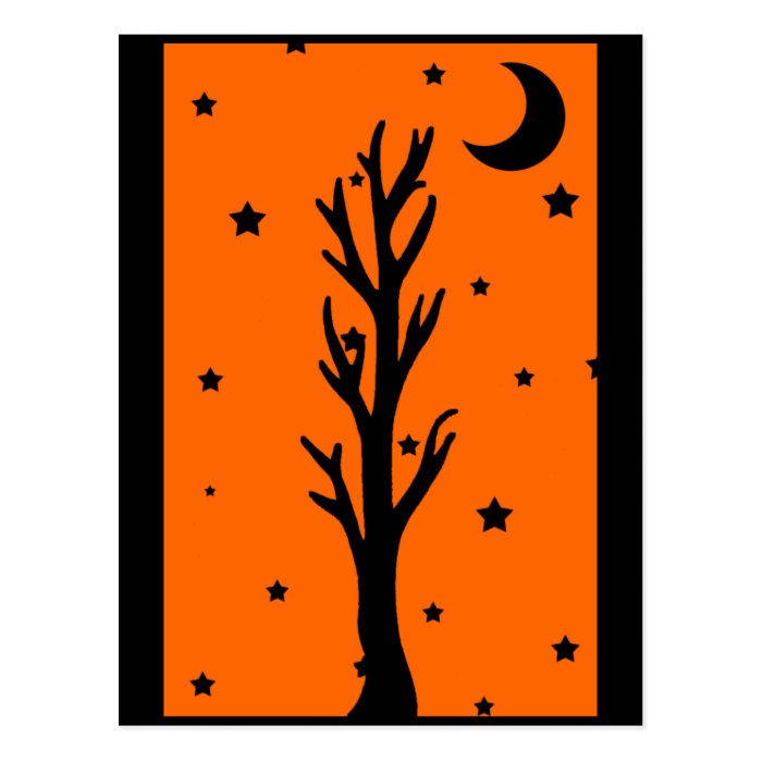 Spooky Black Tree Silhouette Postcard