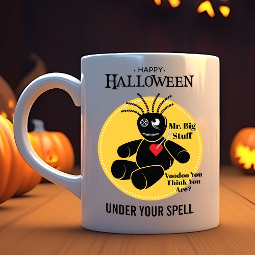 Spooky Black Voodoo Doll Halloween Coffee Mug