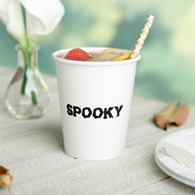 Spooky black & white Halloween Paper Cups (Insitu)