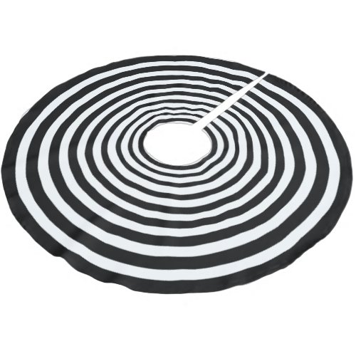 Spooky Black White Optical Illusion Circle Brushed Polyester Tree Skirt