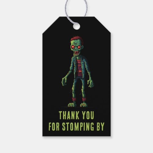 Spooky black zombie Halloween party thank you Gift Tags