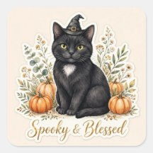 Spooky & Blessed Black Cat Halloween Sticker