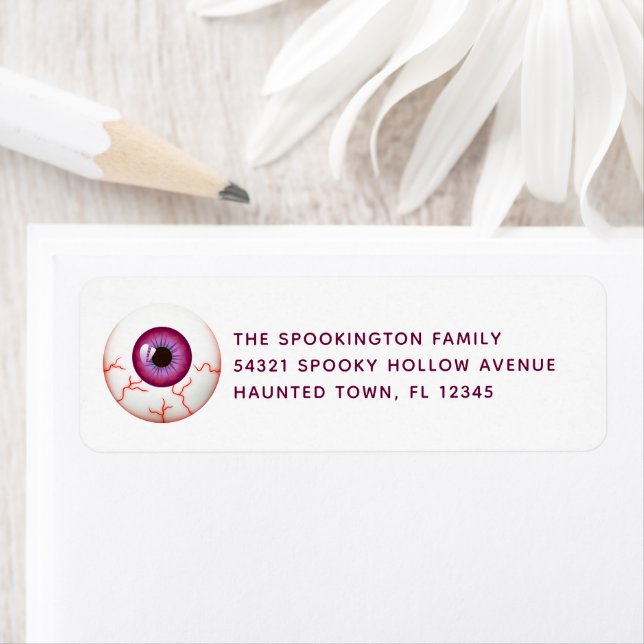 Spooky Bloodshot Eyeball Halloween Return Address Label (Insitu)