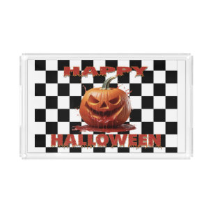 Spooky Bloody Pumpkin Halloween Acrylic Tray