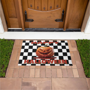 Spooky Bloody Pumpkin Halloween Doormat