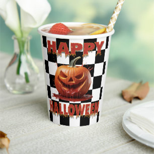 Spooky Bloody Pumpkin Halloween Paper Cups