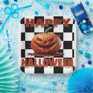 Spooky Bloody Pumpkin Halloween Paper Plates