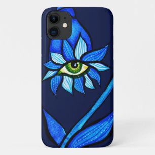 Spooky Blue Eye Flower Monster - Creepy Horror Art iPhone 11 Case