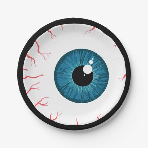 Spooky blue eyeball halloween paper plates