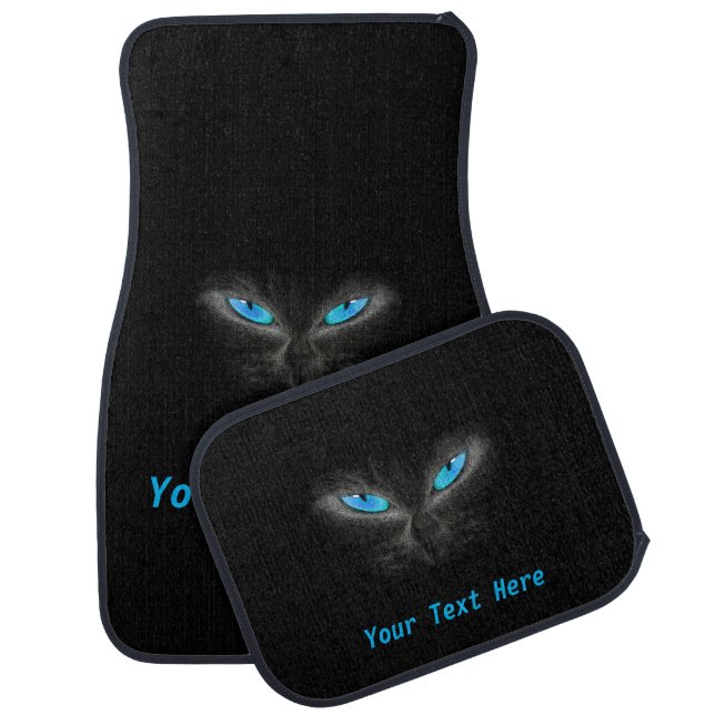 Spooky Blue Eyed Cat Full Set Car Floor Mats (Set)