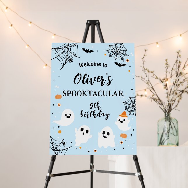 Spooky Blue Halloween Welcome Sign Foam Board (In Situ (Stand))