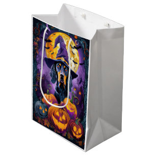 Spooky Bluetick Coonhound Halloween Witch Pumpkin Medium Gift Bag