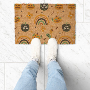 Spooky Boho Halloween Pattern Fiber Doormat