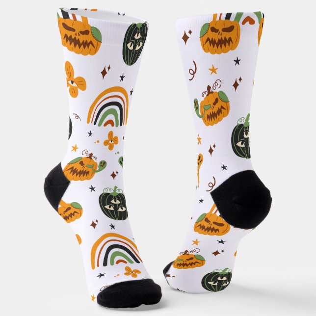 Spooky Boho Pattern Halloween  Socks (Angled)