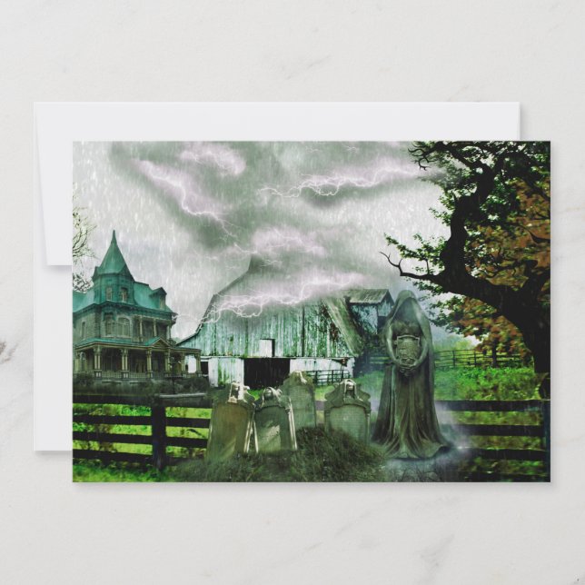 *~* Spooky Bolts Lightneing House HALLOWEEN CARD (Front)
