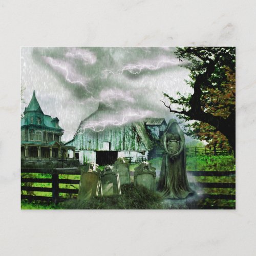  Spooky Bolts Lightneing House HALLOWEEN Postcard