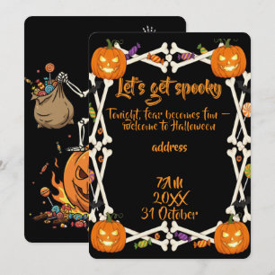 Spooky Bones And Skeletons For Halloween Invitation
