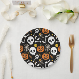 Spooky Bones And Skeletons For Halloween Paper Plates