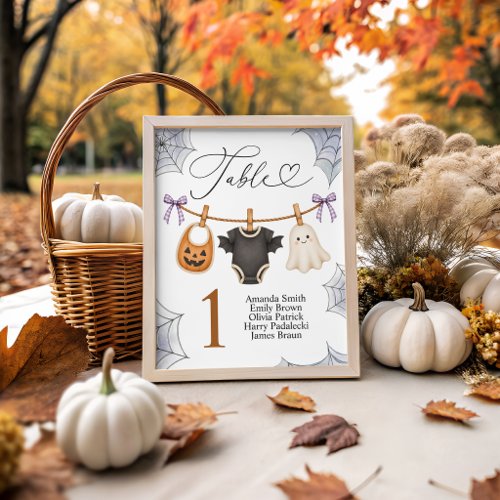 Spooky Boo Baby Shower Table Numbers Pedestal Sign