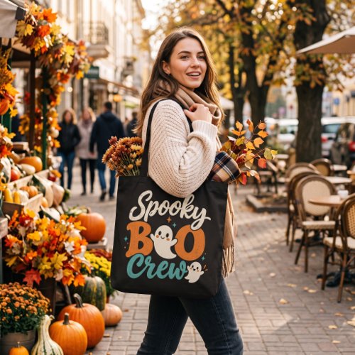 Spooky Boo Crew Retro Ghost Halloween Tote Bag