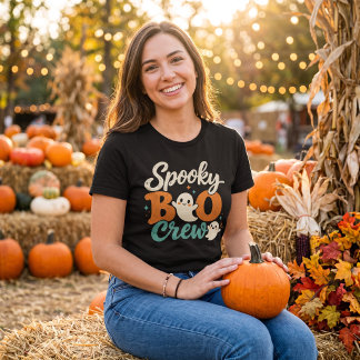 Spooky Boo Crew Retro Ghost Matching Halloween T-Shirt