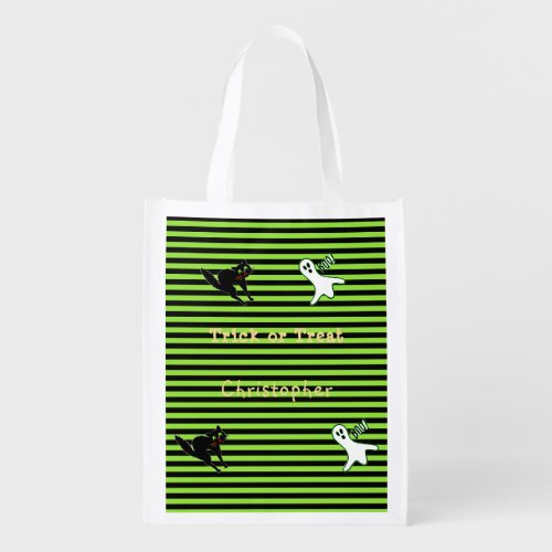 Spooky Boo Ghost Black Cat Kids Halloween Candy Grocery Bag