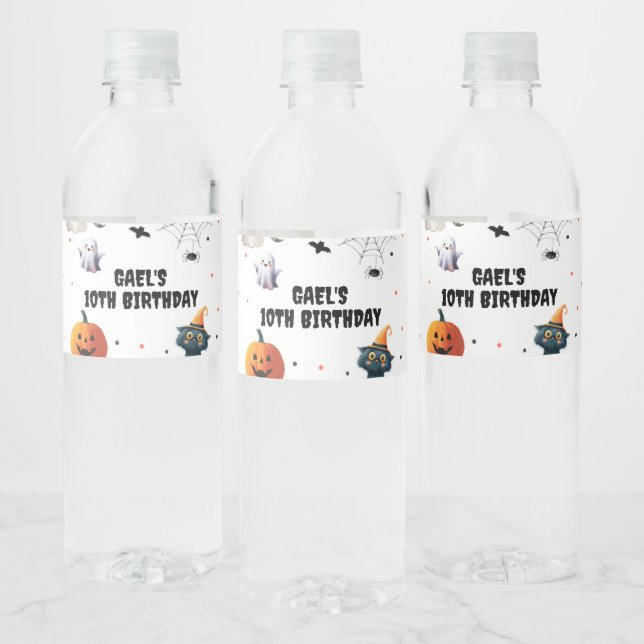 Spooky Boo Halloween Ghost Birthday Decor Water Bottle Label (Bottles)