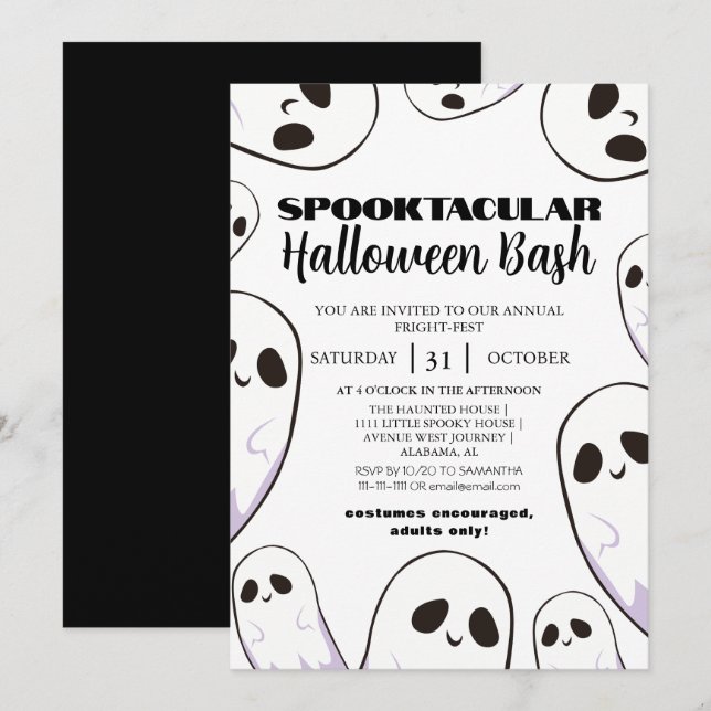 spooky Boo Haunted house Halloween bash party Invitation (Front/Back)
