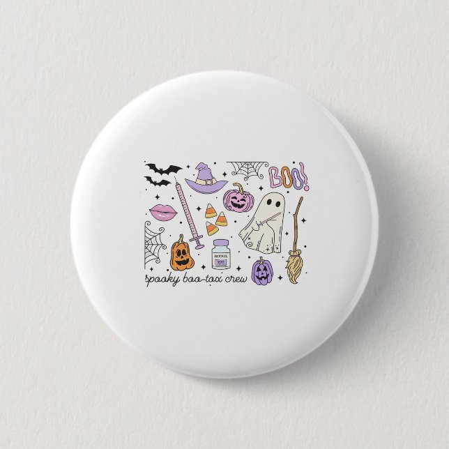 Spooky Boo-tox Crew Halloween Botox Nurse Nurse In Button (Front)