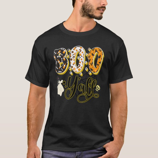 Spooky Boo Y'all Ghost Halloween   For Men Women K T-Shirt (Front)