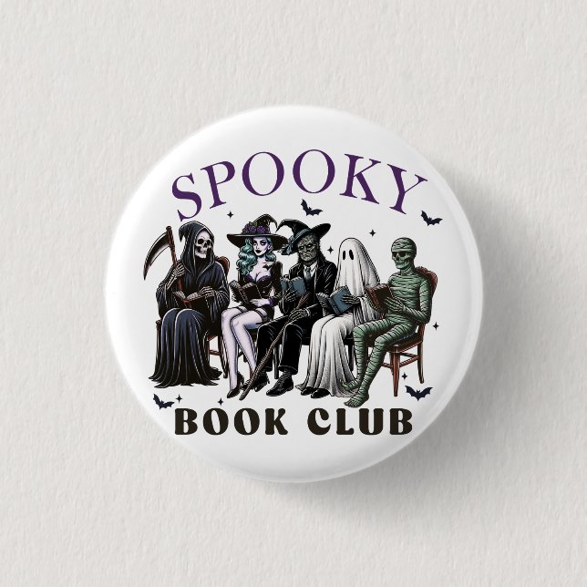 Spooky book club button (Front)