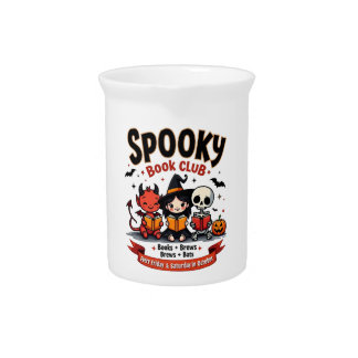 Spooky Book Club Halloween China Mug Beverage Pitcher