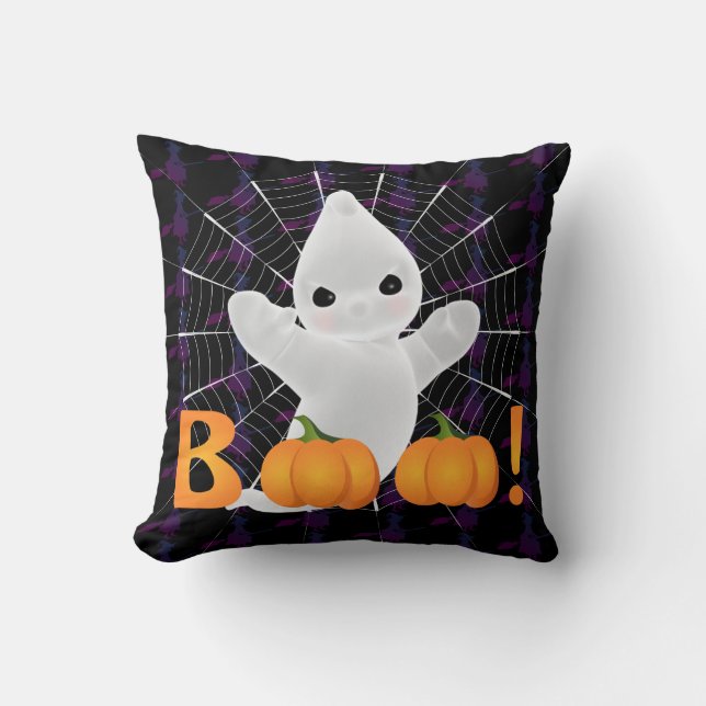 Spooky Booo Throw Pillow (Front)
