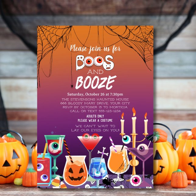 Spooky Boos and Booze Halloween Cocktail Party  Invitation (Creator Uploaded)