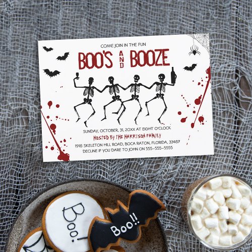 Spooky Boos And Booze Halloween Party Invitation